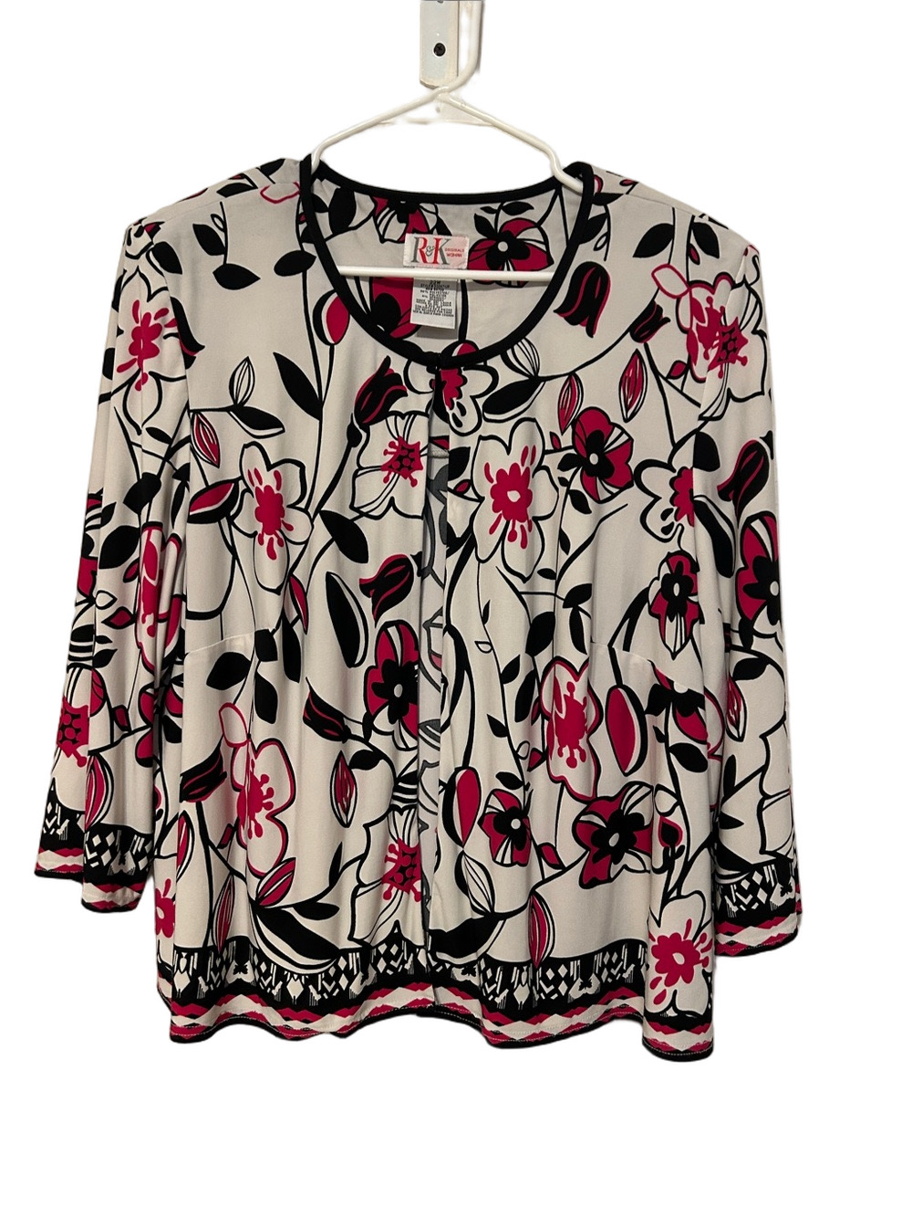 R&K Floral Top / Cardigan - Pink & Black Floral Print size 22W GUC